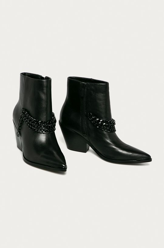 Guess Jeans - Westernové kožené boty černá