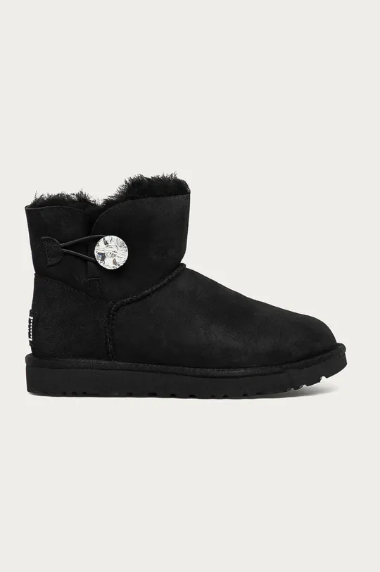 black UGG suede snow boots Mini Bailey Button Bling Women’s