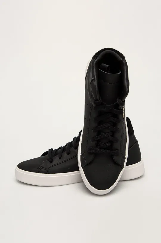 black adidas Originals leather shoes Sleek Mid