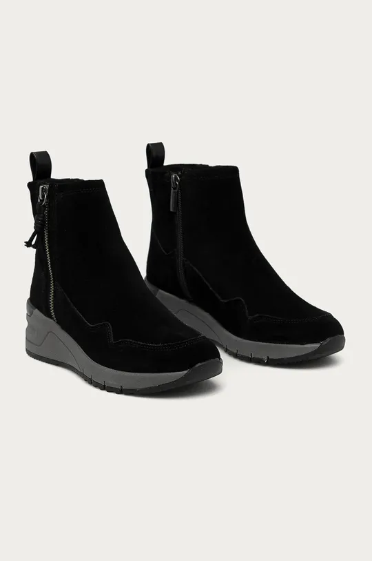 Tamaris - Kožené členkové topánky čierna