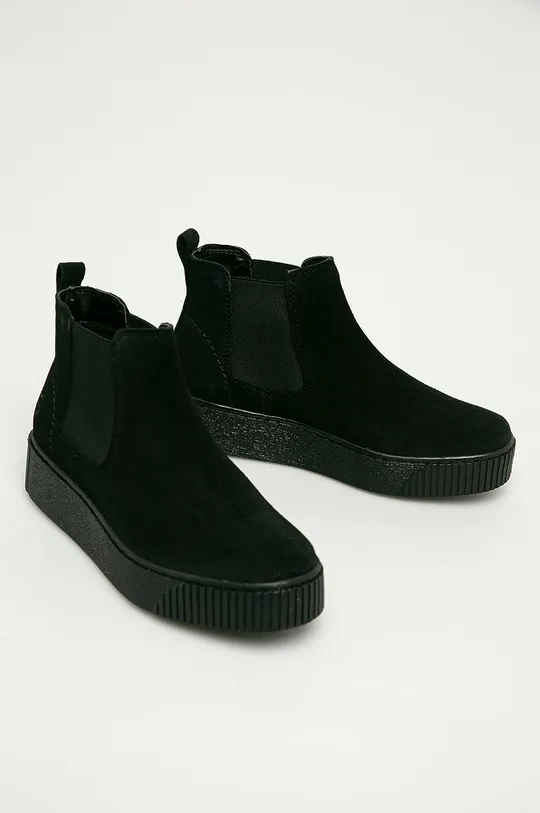 Tamaris - Kožené topánky Chelsea čierna
