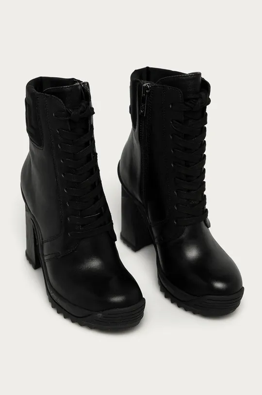 Karl Lagerfeld - Kožené členkové topánky čierna