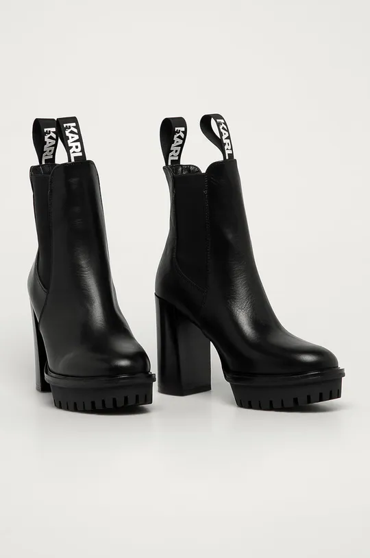 Karl Lagerfeld - Δερμάτινες μπότες Τσέλσι μαύρο