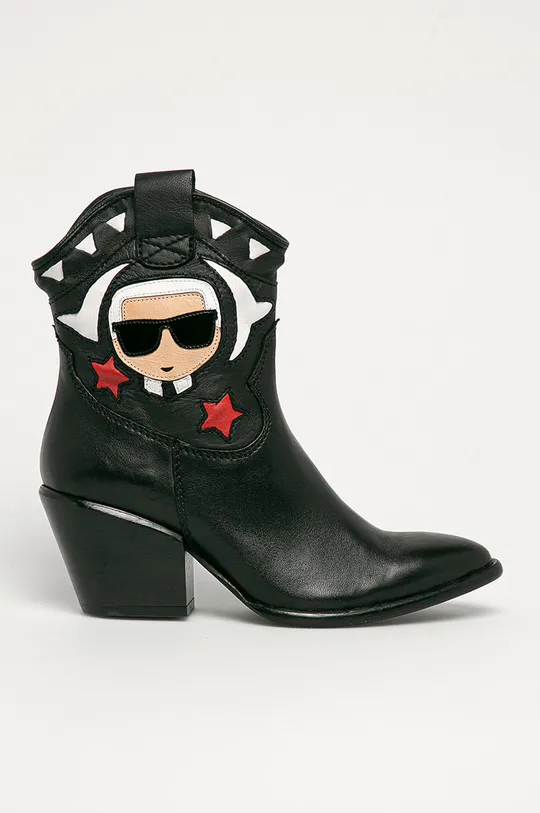 čierna Karl Lagerfeld - Kožené kovbojské topánky Dámsky