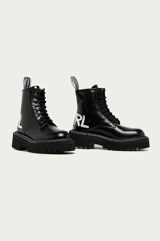 Karl Lagerfeld usnjeni nizki škornji črna