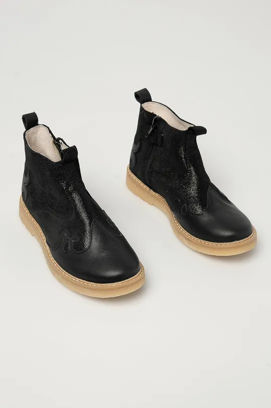 Mrugała - Παιδικά δερμάτινα παπούτσια μαύρο