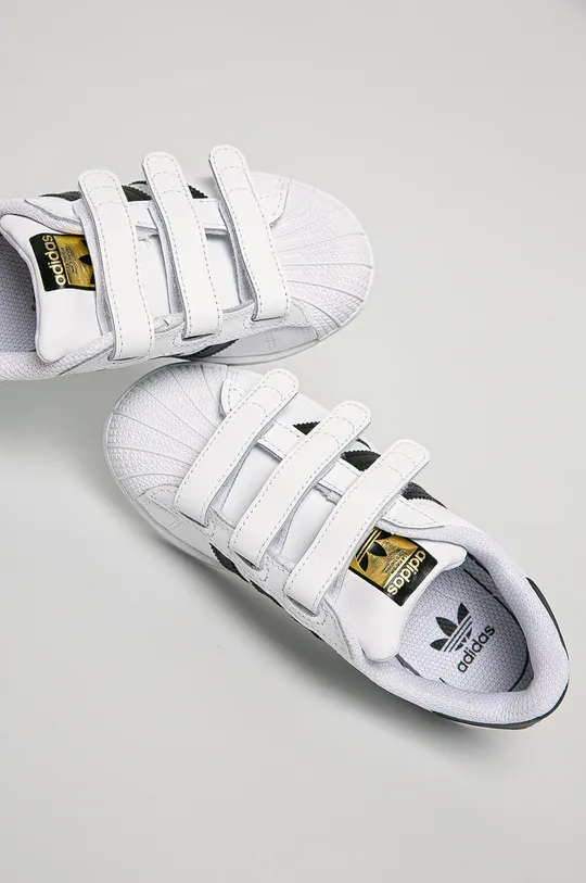 biały adidas Originals - Buty skórzane dziecięce Superstar EF4838
