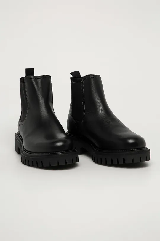 Tommy Hilfiger - Kožené topánky Chelsea čierna