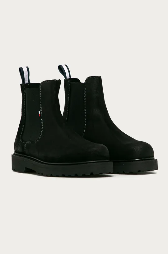 Tommy Jeans - Semišové topánky Chelsea čierna