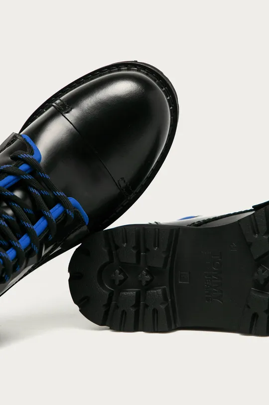 čierna Tommy Jeans - Kožené členkové topánky