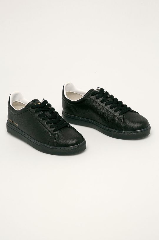 Armani Exchange - Kožené boty černá