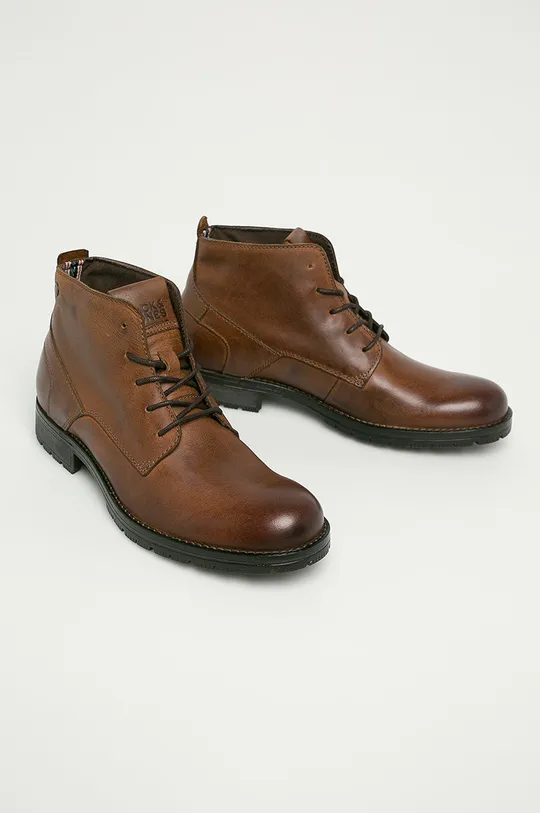 Jack & Jones - Kožená obuv hnedá