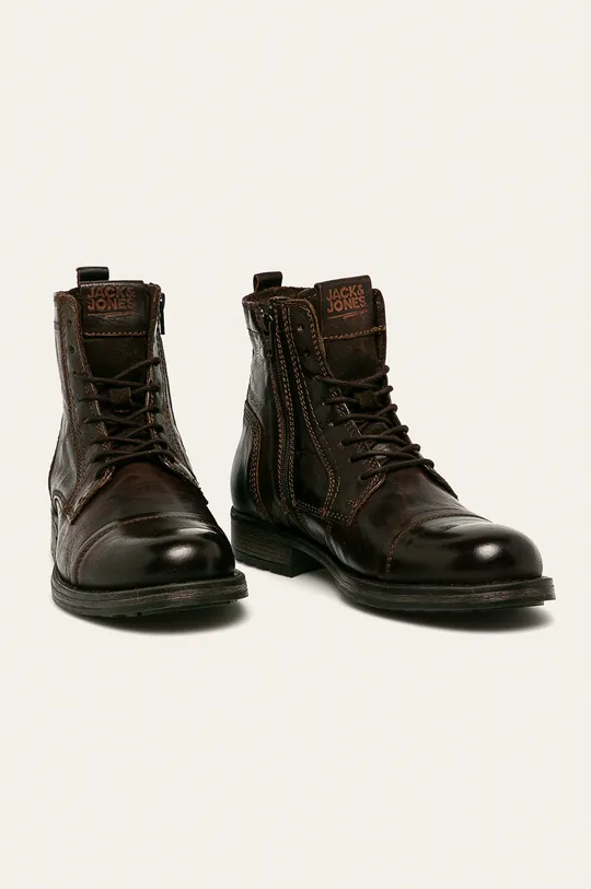 Jack & Jones - Кожаные высокие ботинки коричневый