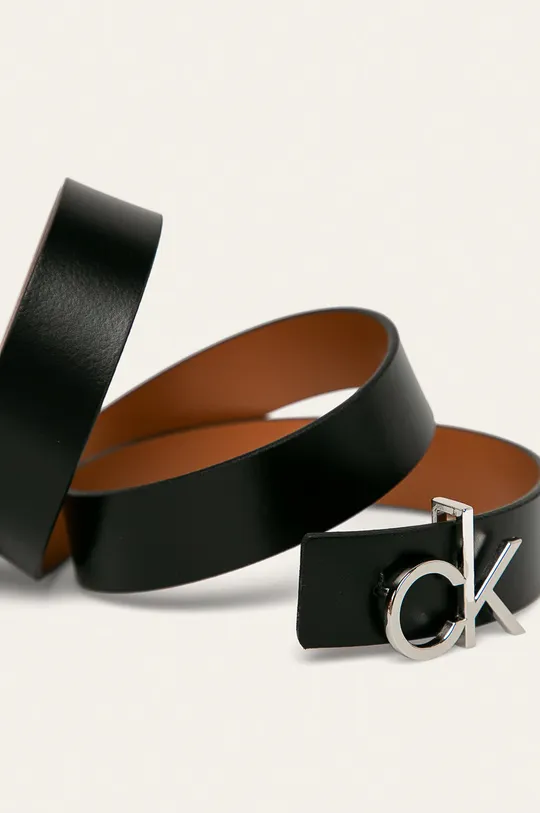 Calvin Klein - Obojstranný kožený opasok  100% Prírodná koža