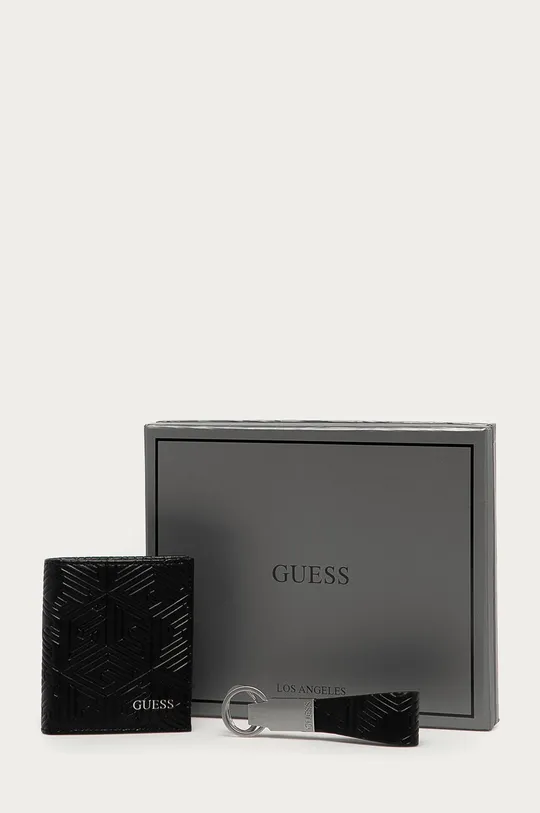 чёрный Guess Jeans -Кожаный кошелёк + брелок