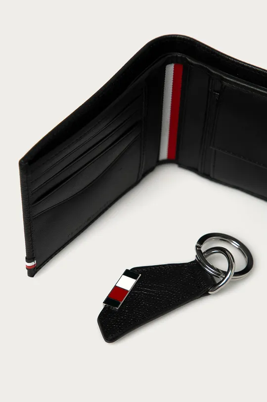 Tommy Hilfiger - Kožená peňaženka + kľúčenka čierna