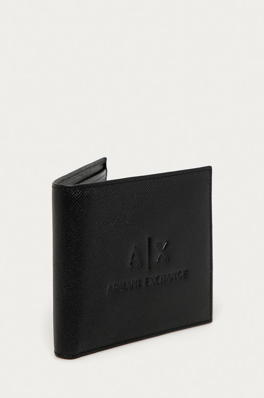 Armani Exchange - Kožená peněženka černá