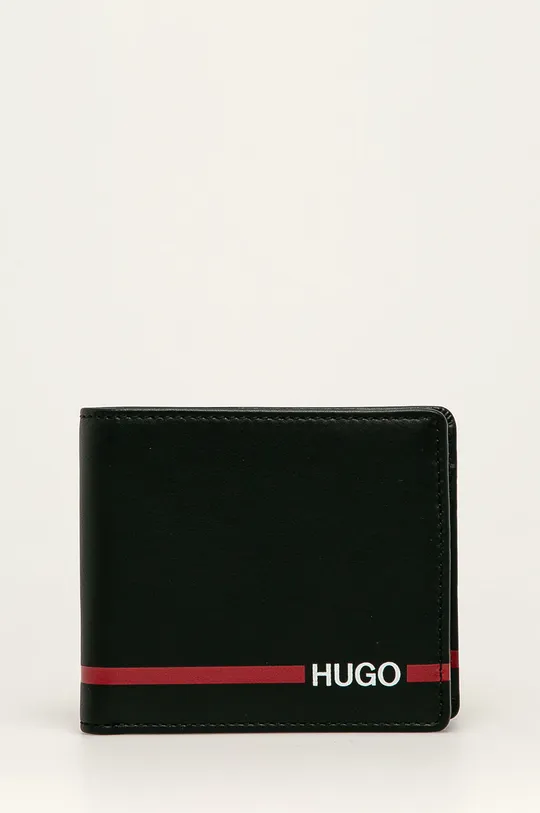 чорний Hugo - Шкіряний гаманець + брелок Чоловічий