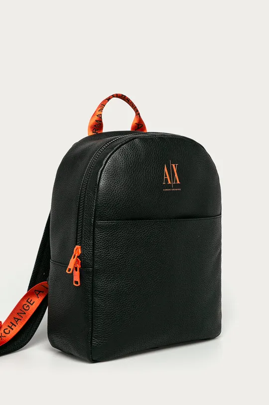 Armani Exchange - Kožený ruksak čierna