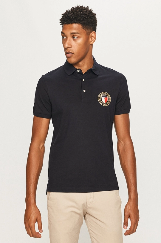 tmavomodrá Tommy Hilfiger - Polo tričko Pánsky