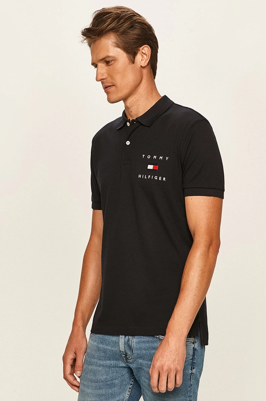 tmavomodrá Tommy Hilfiger - Polo tričko Pánsky