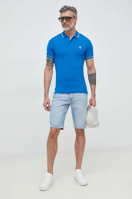 Calvin Klein Jeans Polo tričko ocelová modrá