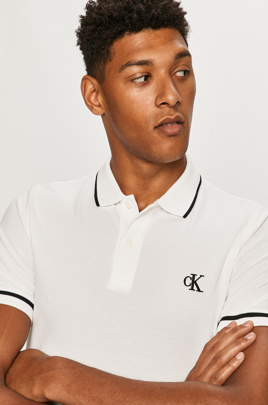 bílá Calvin Klein Jeans - Polo tričko
