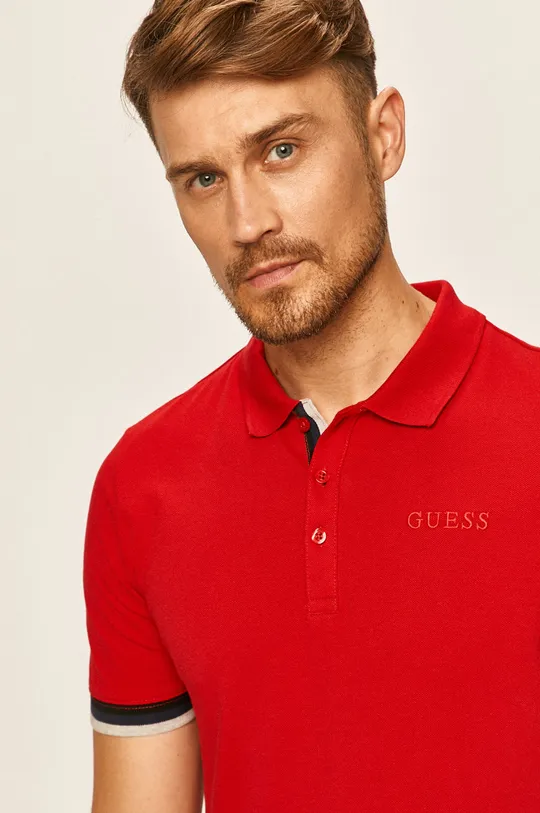 červená Guess Jeans - Polo tričko Pánsky
