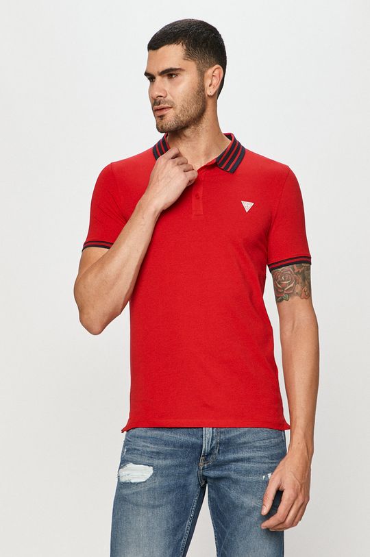 červená Guess Jeans - Polo tričko Pánský