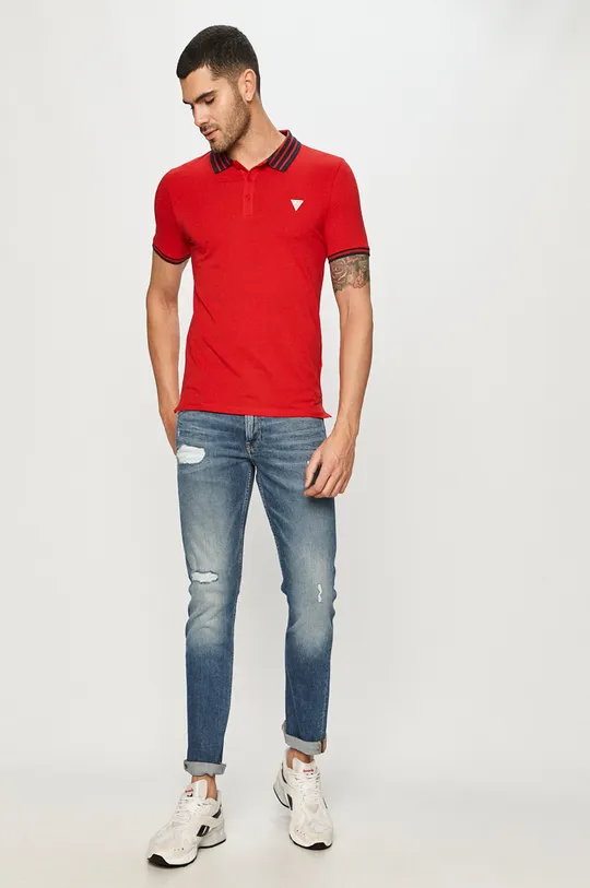 Guess Jeans - Polo tričko červená
