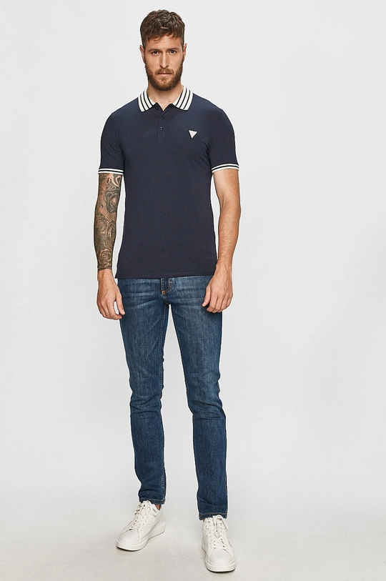 Guess Jeans - Polo tričko tmavomodrá