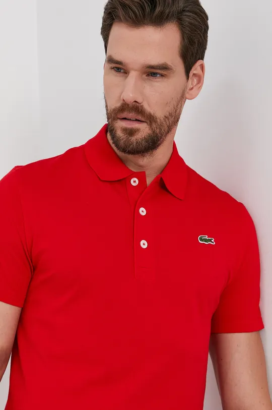 červená Bavlnené polo tričko Lacoste Pánsky