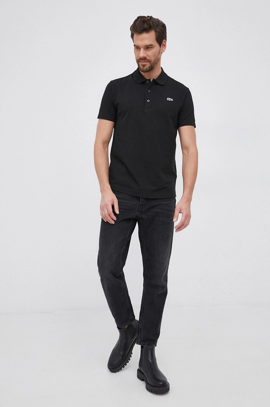 Lacoste polo bawełniane YH4801 czarny