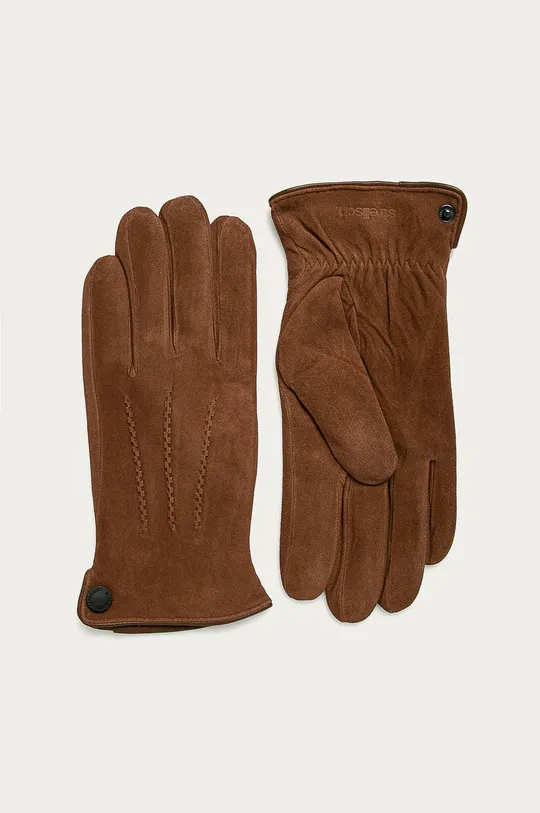 hnedá Strellson - Kožené rukavice Pánsky