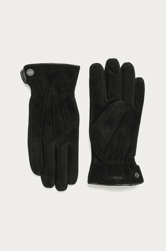 чорний Strellson - Шкіряні рукавички Чоловічий