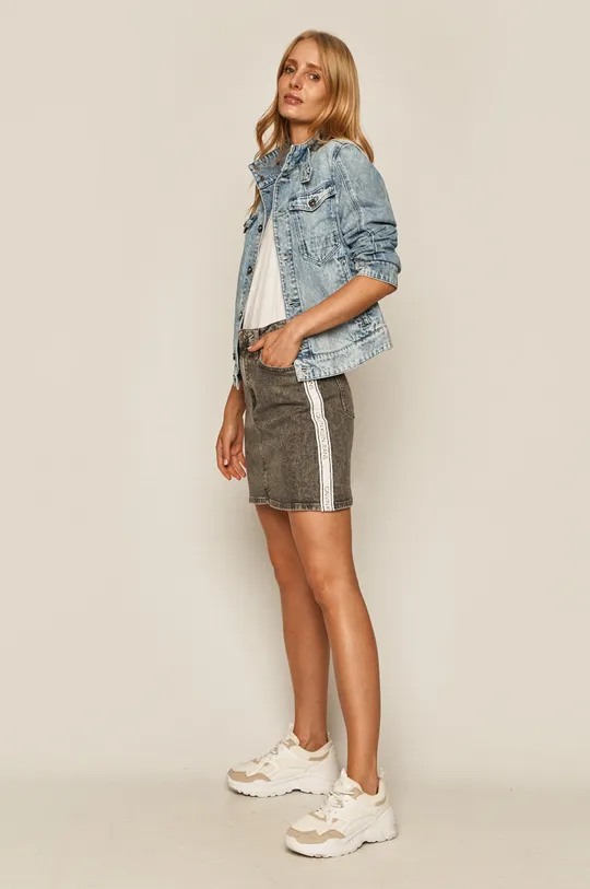 Calvin Klein Jeans - Rifľová sukňa sivá