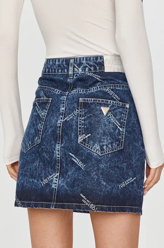 Guess Jeans - Rifľová sukňa  94% Bavlna, 3% Polyamid, 3% Metalické vlákno