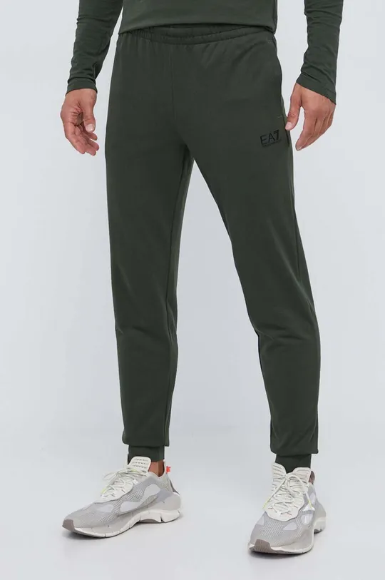 зелёный Хлопковые спортивные штаны EA7 Emporio Armani Мужской