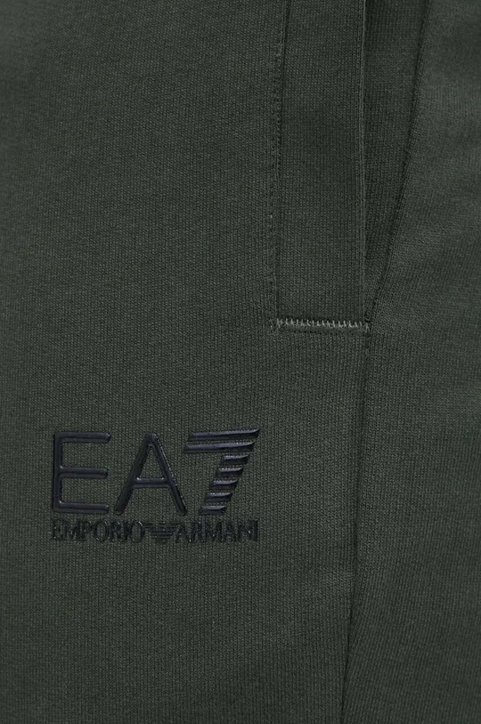 zöld EA7 Emporio Armani pamut melegítőnadrág