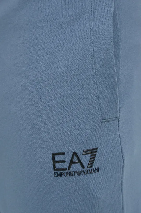 niebieski EA7 Emporio Armani spodnie dresowe bawełniane