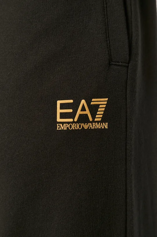 fekete EA7 Emporio Armani pamut melegítőnadrág
