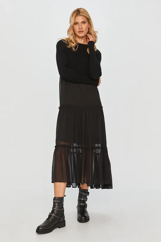 czarny AllSaints - Sukienka na ramiączkach ze swetrem Damski