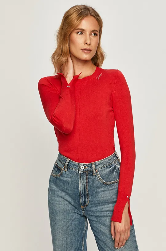červená Guess Jeans - Sveter Dámsky