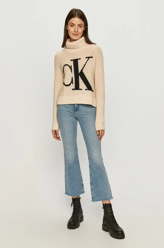 Calvin Klein Jeans - Sweter J20J214831 beżowy
