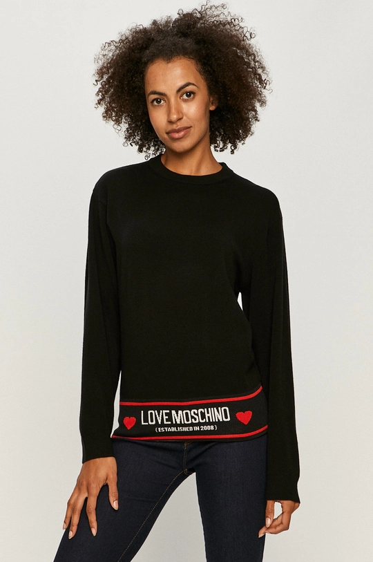 czarny Love Moschino - Sweter Damski