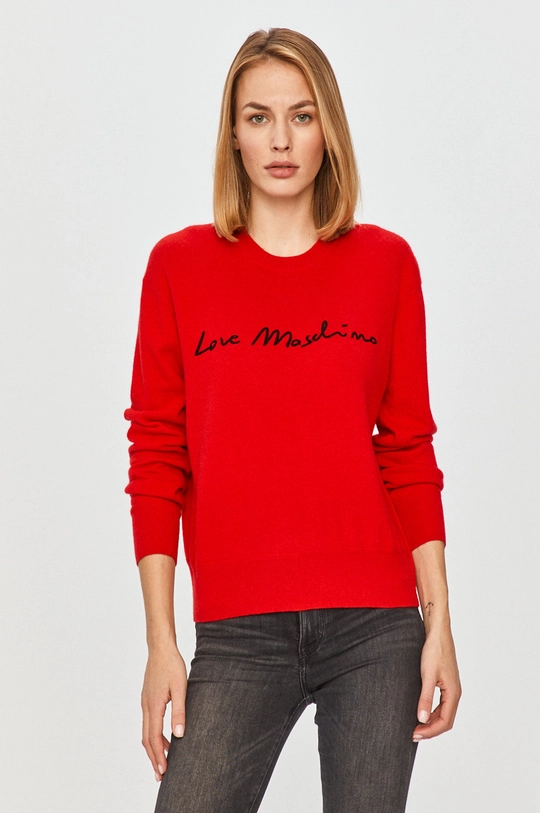 czerwony Love Moschino - Sweter Damski