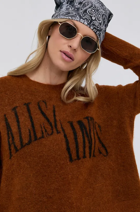 brązowy AllSaints - Sweter SPLIT SAINT CREW