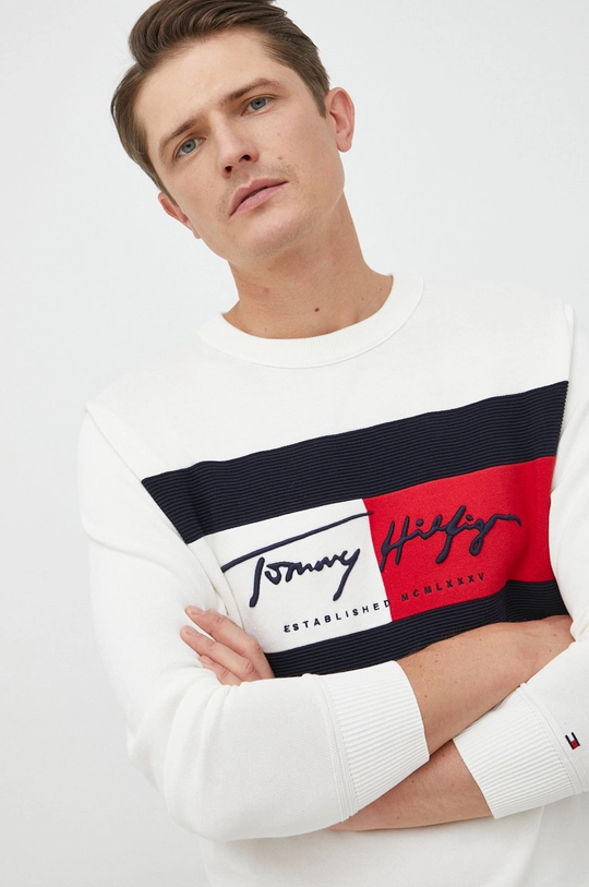 beżowy Tommy Hilfiger sweter Męski