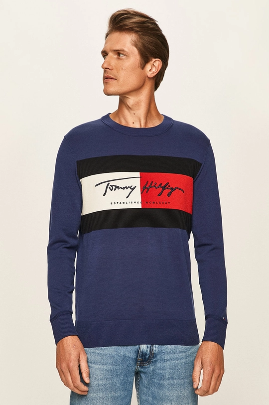 tmavomodrá Tommy Hilfiger - Sveter Pánsky