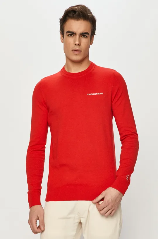 czerwony Calvin Klein Jeans - Sweter J30J315616 Męski